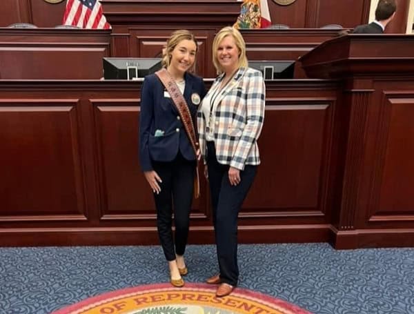 State Representative Rep. Dana Trabulsy, R-Fort Pierce, honors Berkley Barnes on the house floor as the 2023 St. Lucie County Fair Queen. (Terri Ziudema, 4-H program specialist at UF/IFAS St. Lucie County)