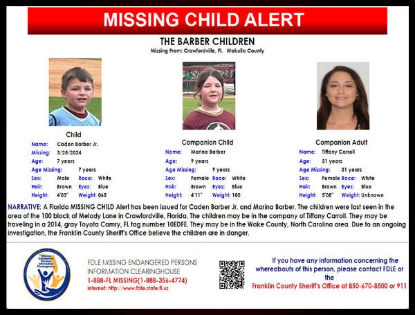 Florida Missing Child Alert: Two Missing Florida Children May Be In North Carolina