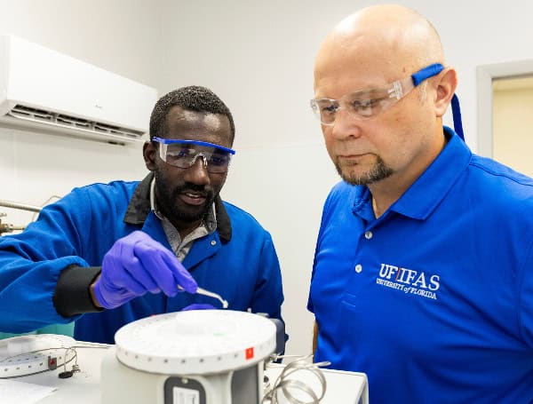 UF/IFAS Analytical Services Labs director Franta Majs and chemist Yvens Jean. (Tyler Jones, UF/IFAS)