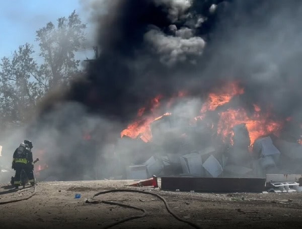 Large Fire At St. Petersburg Scrap Metal Yard Forces Road Closures