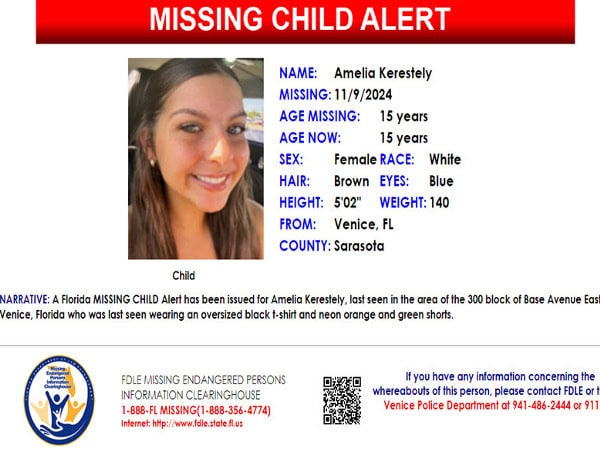 Florida Missing Child Alert Issued For 15-Year-Old Amelia Kerestely