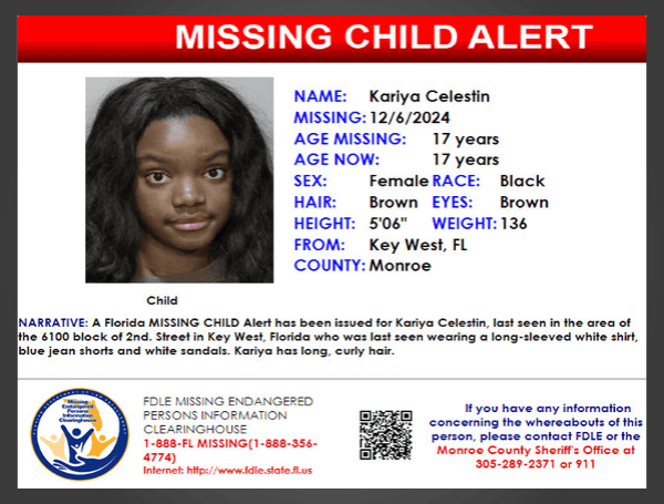 Florida Missing Child Alert: 17-Year-Old Girl Vanishes In Key West