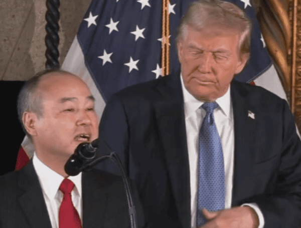 Masayoshi Son, SoftBank’s billionaire CEO, stood alongside Trump at Mar-a-Lago on Monday