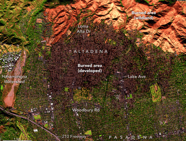 A NASA airborne instrument captured images of the fire’s aftermath in and around Altadena. (NASA)