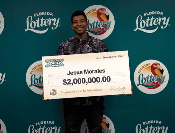 28-year-old Jesus Morales claimed his top prize from the "$2,000,000 100X CASHWORD"