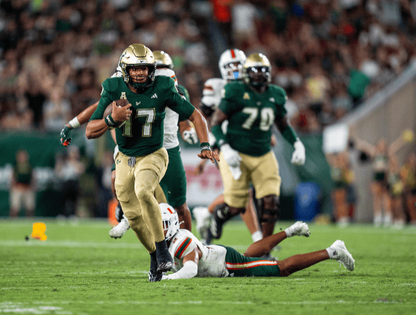 Byrum Brown against Miami in 2024 (USF Athletics)